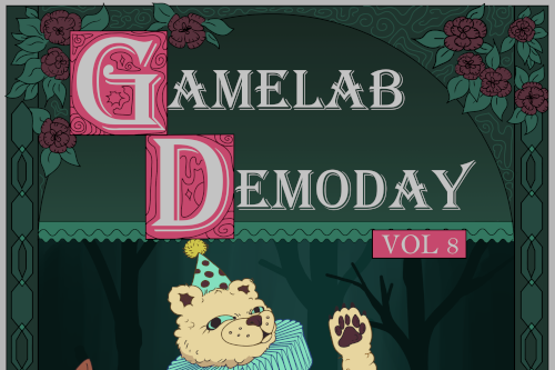The Demoday vol 8 poster. Made by Nea Pulkkinen.